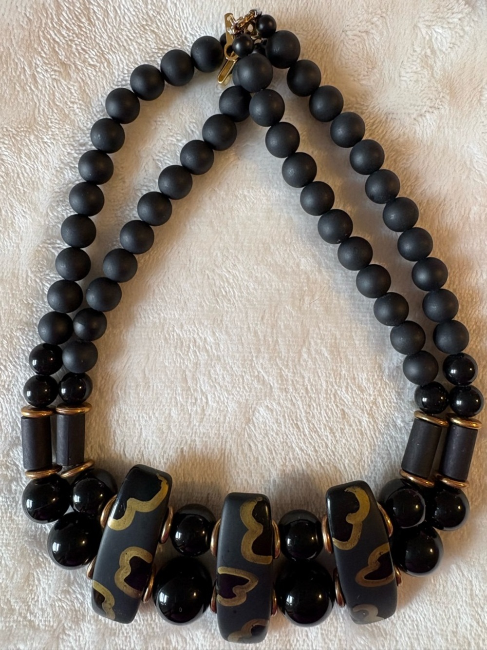 Black and Gold Beaded Statement Necklace
